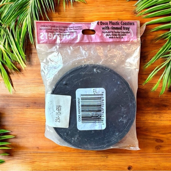 Vintage Coca-Cola 5¢ Deco Plastic Coasters - Set of 4 - New in Package - Picture 3 of 6